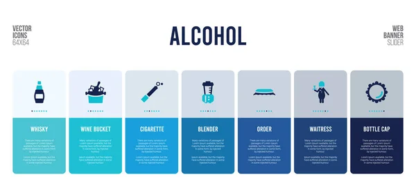 Web banner design con elementi alcolici . — Vettoriale Stock