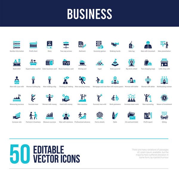 50 business concept filled icons