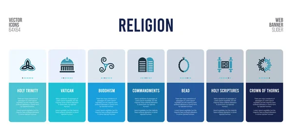 Diseño de banner web con elementos de concepto de religión . — Vector de stock