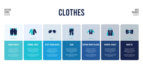 Σχεδιασμός banner web με στοιχεία έννοια ρούχα. — Διανυσματικό Αρχείο
