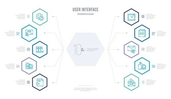 Concepto de interfaz de usuario diseño infográfico de negocios con 10 hexag — Vector de stock