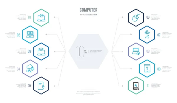 Компьютерная концепция бизнес-инфографический дизайн с 10 шестиугольник выбрать — стоковый вектор