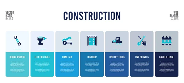 Diseño de banner web con elementos conceptuales de construcción . — Vector de stock