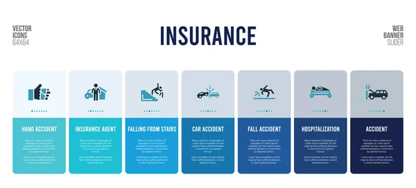 Design de banner web com elementos de conceito de seguro . —  Vetores de Stock