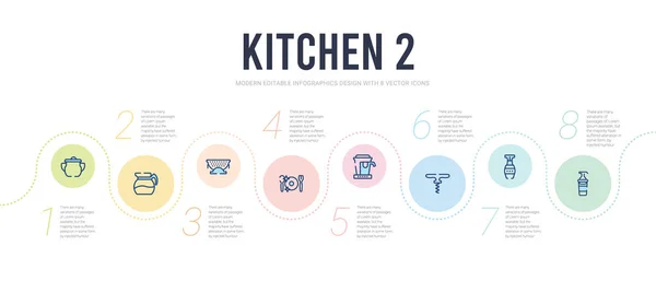 Küche 2 Konzept Infografik Design-Vorlage. Flüssigkeiten enthalten — Stockvektor