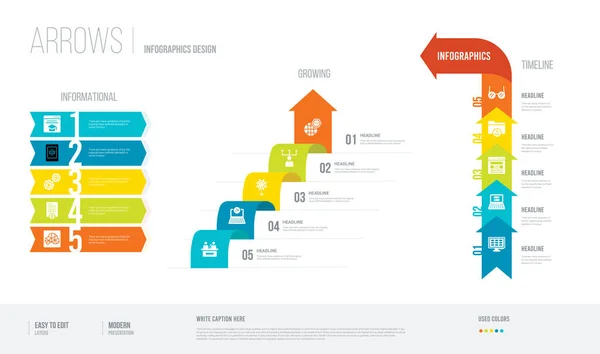 Projekt infogaphics stylu strzałek z koncepcji internetowej. infografika — Wektor stockowy