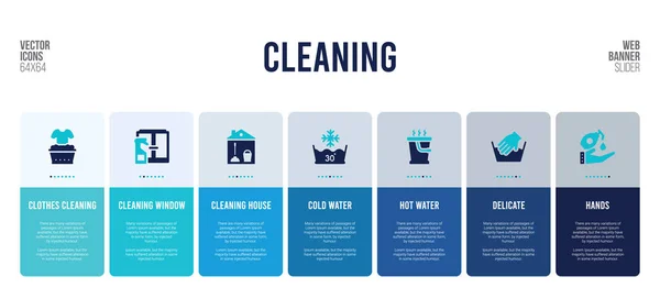 Σχεδιασμός banner web με στοιχεία έννοια καθαρισμού. — Διανυσματικό Αρχείο