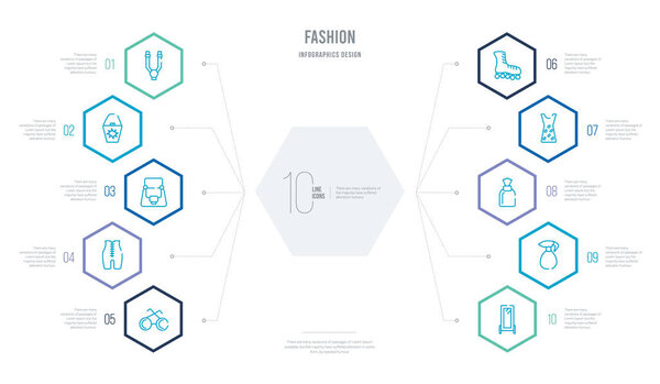 fashion concept business infographic design with 10 hexagon opti