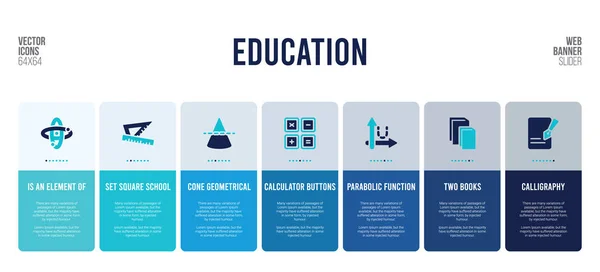 Diseño de banner web con elementos de concepto de educación . — Vector de stock