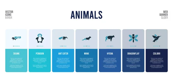 Projektowanie banerów internetowych z elementami koncepcyjnymi zwierząt. — Wektor stockowy