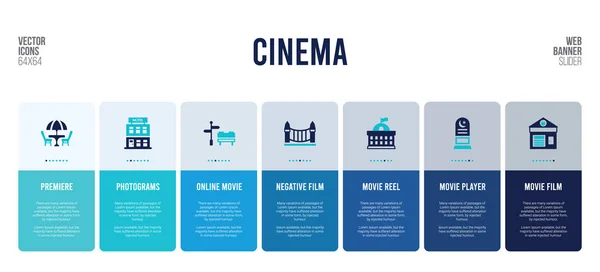 Diseño de banner web con elementos de concepto de cine . — Vector de stock