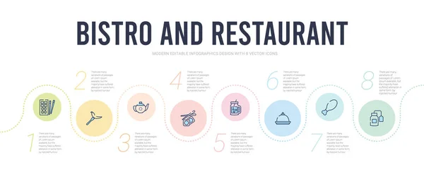 Bistro e restaurante conceito infográfico modelo de design. inclu — Vetor de Stock