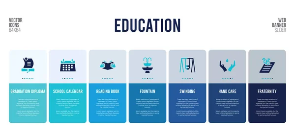 Diseño de banner web con elementos de concepto de educación . — Vector de stock