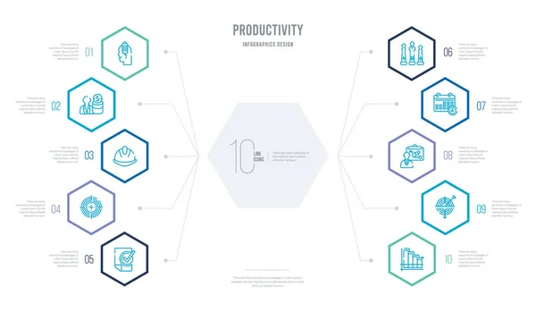 Концепция производительности бизнес-инфографический дизайн с 10 шестиугольником — стоковый вектор