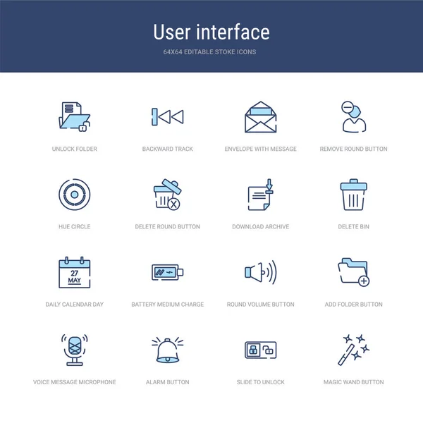 Набір з 16 векторних іконок, таких як чарівна кнопка палички, слайд t — стоковий вектор
