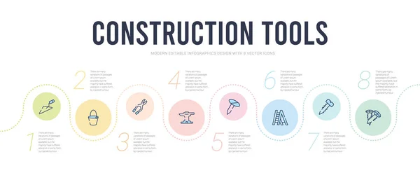 Construção ferramentas conceito infográfico modelo de design. incluído — Vetor de Stock