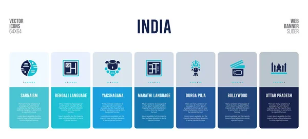 Web banner design με india concept στοιχεία. — Διανυσματικό Αρχείο