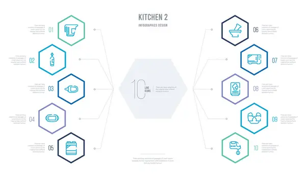 Кухня 2 концепции бизнес-инфографический дизайн с 10 hexagon op — стоковый вектор