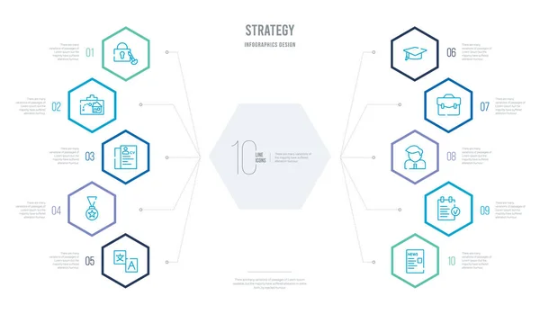 Σχεδιασμός στρατηγικής έννοια επιχείρηση infographic με 10 εξάγωνο opt — Διανυσματικό Αρχείο