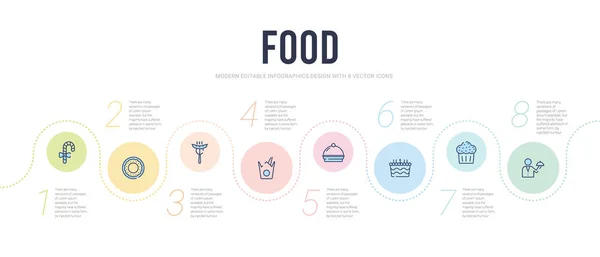 Plantilla de diseño infográfico concepto de alimentos. incluido camarero con un — Archivo Imágenes Vectoriales