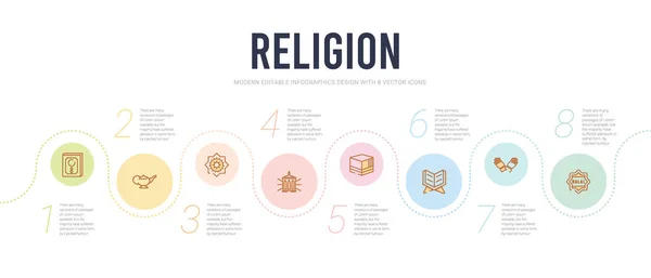 Modello di progettazione infografica concetto di religione. incluso halal, du — Vettoriale Stock