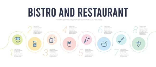 Bistro e restaurante conceito infográfico modelo de design. inclu — Vetor de Stock