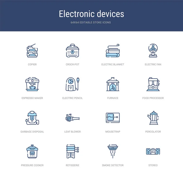 Conjunto de 16 iconos de carrera vectorial como estéreo, detector de humo, ro — Archivo Imágenes Vectoriales