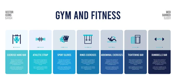 Web banner design with gym and fitness concept elements. — Stock Illustration Web banner design with gym and fitness concept elements. Royalty Free Stock Illustrations