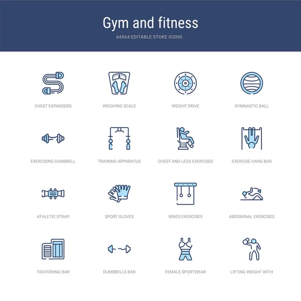 Set of 16 vector stroke icons such as lifting weight with right — Stock Illustration Set of 16 vector stroke icons such as lifting weight with right Stock Vector