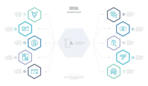 Social concept business infographic design with 10 hexagon optio — Stock Illustration Social concept business infographic design with 10 hexagon optio Royalty Free Stock Vectors