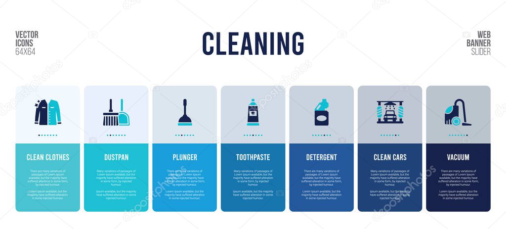 web banner design with cleaning concept elements.