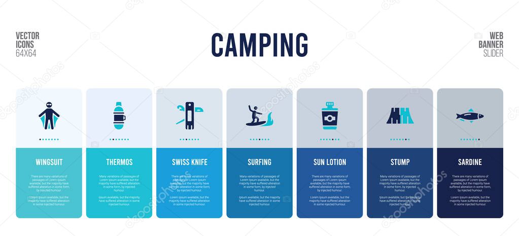 web banner design with camping concept elements.