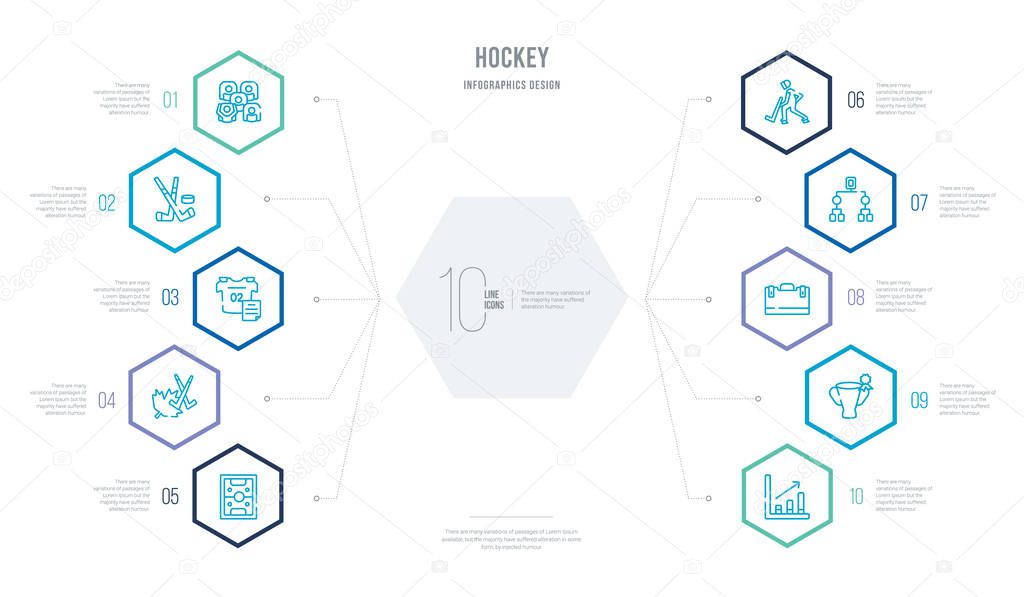 hockey concept business infographic design with 10 hexagon optio