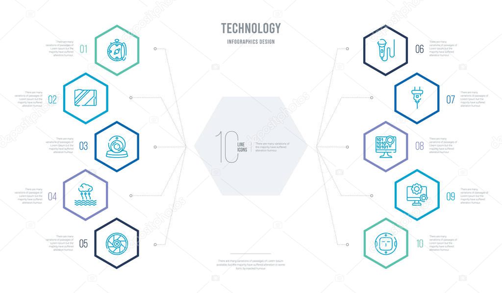 technology concept business infographic design with 10 hexagon o