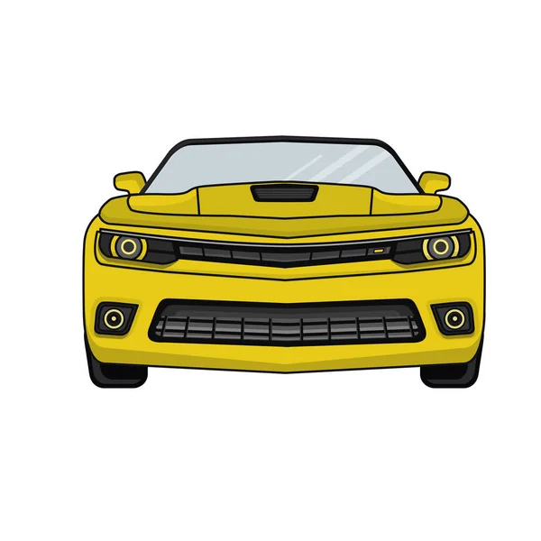 Chevrolet Camaro yellow car in a flat style — Stock Vector