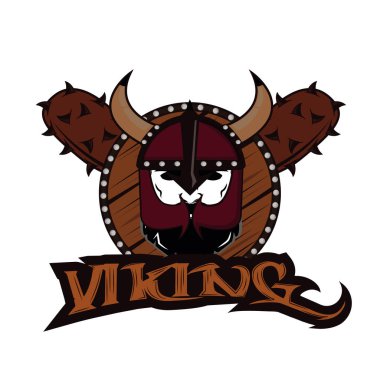 amblem Viking savaşçısı kafatası logosu