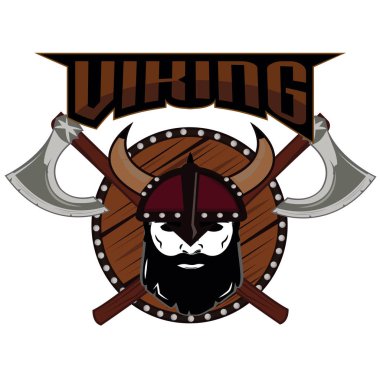 amblem Viking savaşçısı kafatası logosu