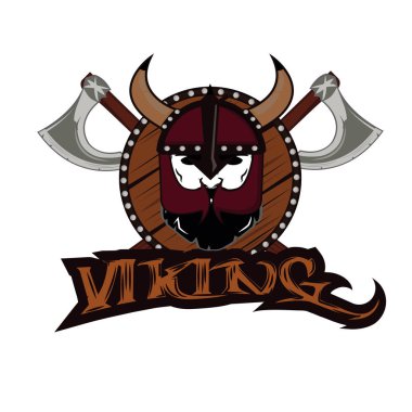 amblem Viking savaşçısı kafatası logosu