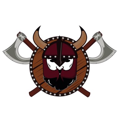 amblem Viking savaşçısı kafatası logosu