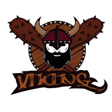 amblem Viking savaşçısı kafatası logosu
