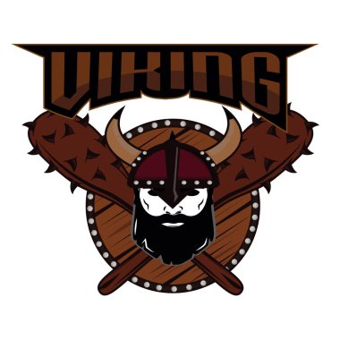 amblem Viking savaşçısı kafatası logosu