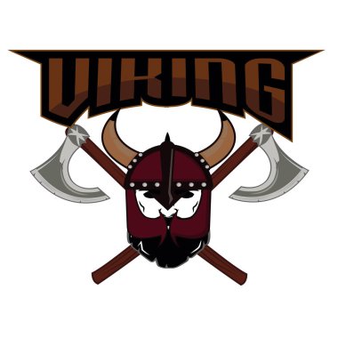 amblem Viking savaşçısı kafatası logosu