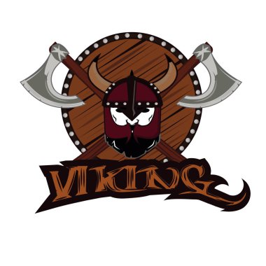 amblem Viking savaşçısı kafatası logosu