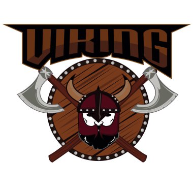 amblem Viking savaşçısı kafatası logosu