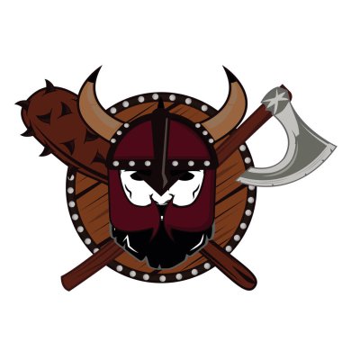 amblem Viking savaşçısı kafatası logosu