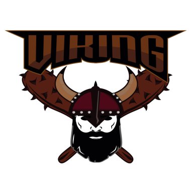 amblem Viking savaşçısı kafatası logosu