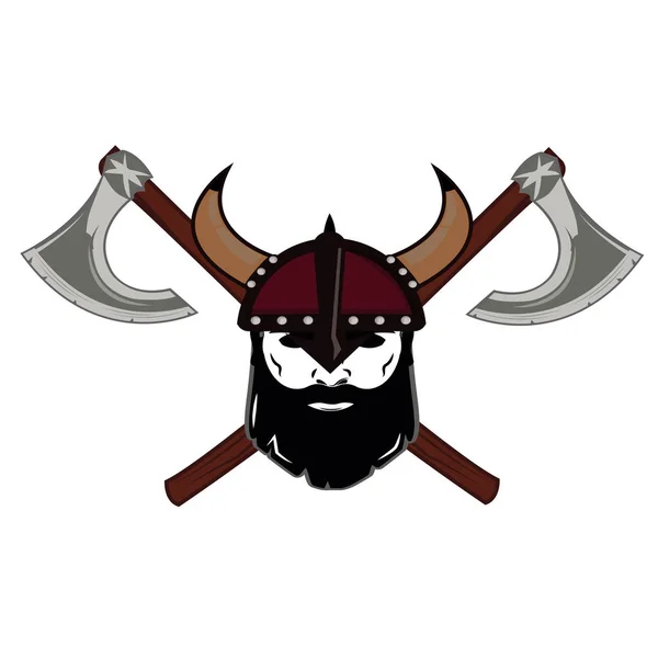 エンブレム バイキング戦士の頭骨のロゴ — ストックベクタ