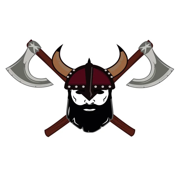 Emblema Viking guerrero cráneo logo — Archivo Imágenes Vectoriales