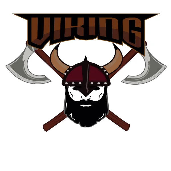 Emblema Viking logotipo do crânio guerreiro —  Vetores de Stock