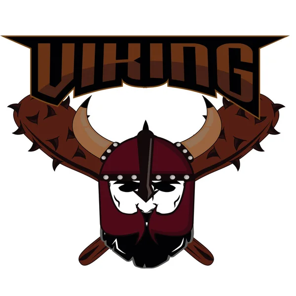 Emblema Viking guerrero cráneo logo — Archivo Imágenes Vectoriales